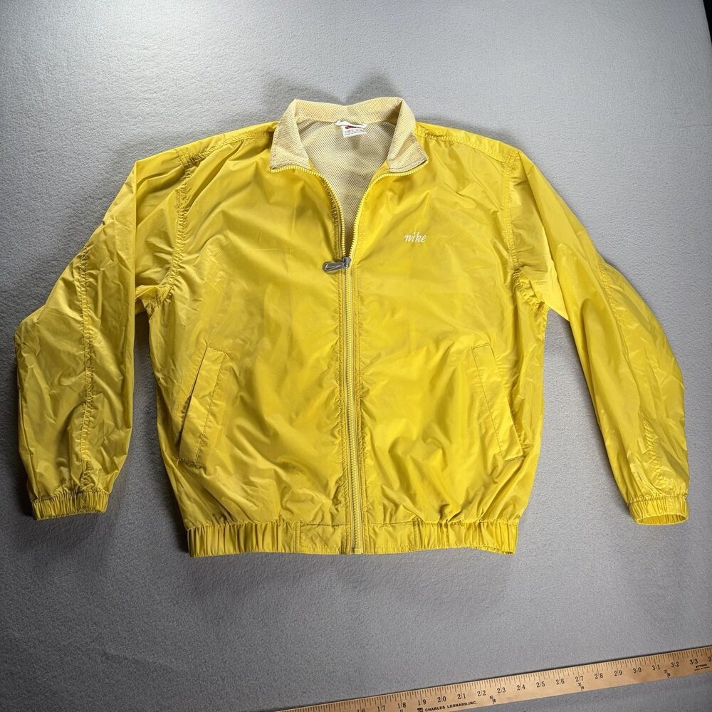 Vintage 90's Nike Track Jacket Medium Yellow Windbreaker Swoosh GOLF Y2K